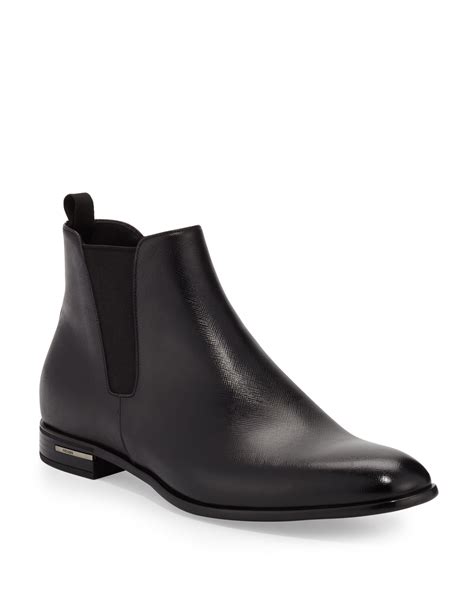 prada saffiano leather chelsea boots black men's 10.5d buy|Prada Saffiano Chelsea Boots .